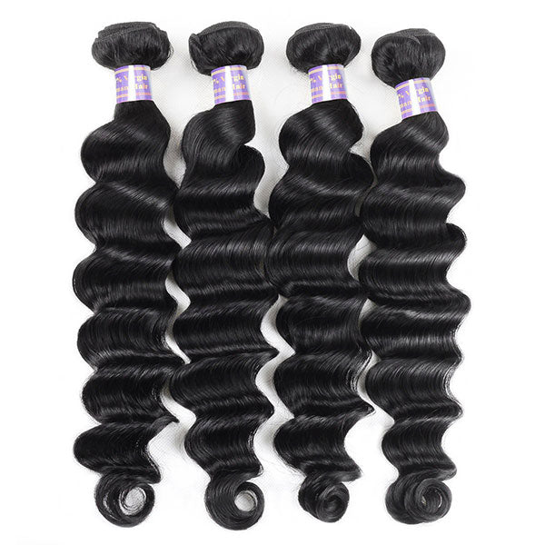 Allove Hair Brazilian Loose Deep Wave 4 Bundles Virgin Hair