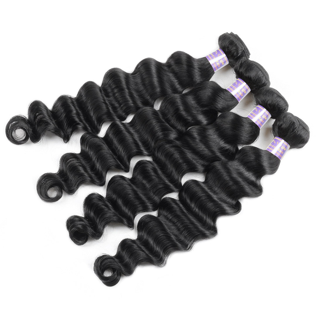 Allove Hair Indian Virgin Hair Loose Deep Wave 4 Bundles Human Extensions : ALLOVEHAIR