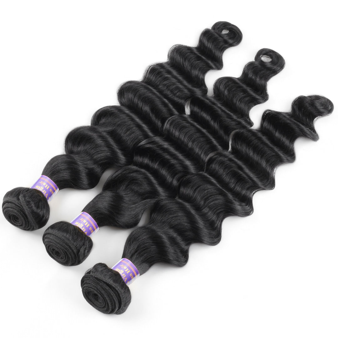 Allove Hair Peruvian Loose Deep Wave 3 Bundles Human Hair Extensions : ALLOVEHAIR