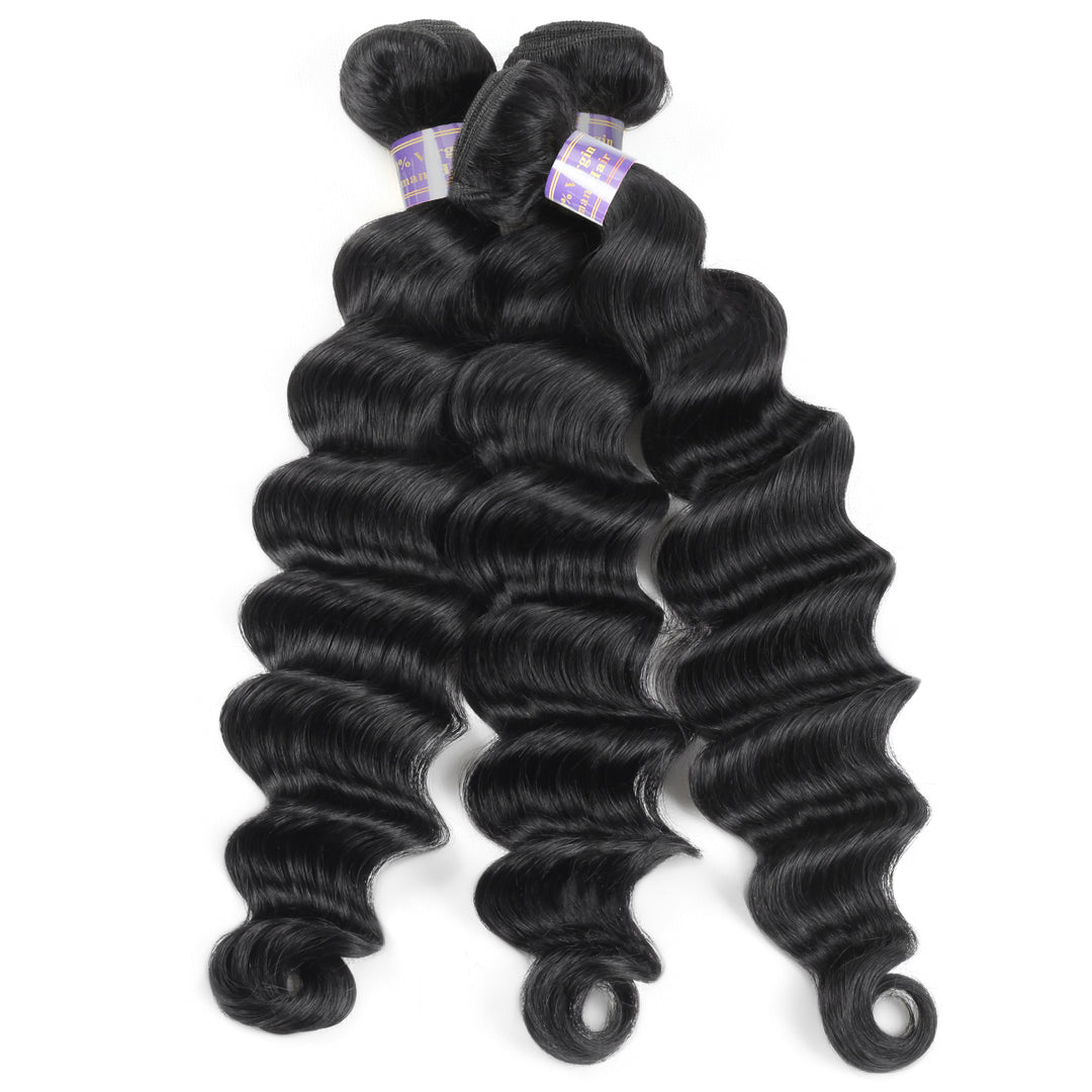 Allove Hair Peruvian Loose Deep Wave 3 Bundles Human Hair Extensions : ALLOVEHAIR