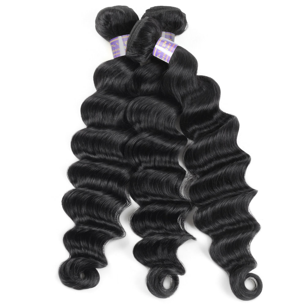 Allove Hair Malaysian Loose Deep Wave 3 Bundles Virgin Human Hair : ALLOVEHAIR