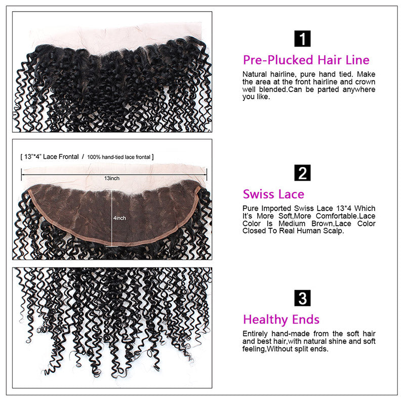 Allove Hair Curly 13*4 Lace Frontal Closure Virgin Human Hair : ALLOVEHAIR