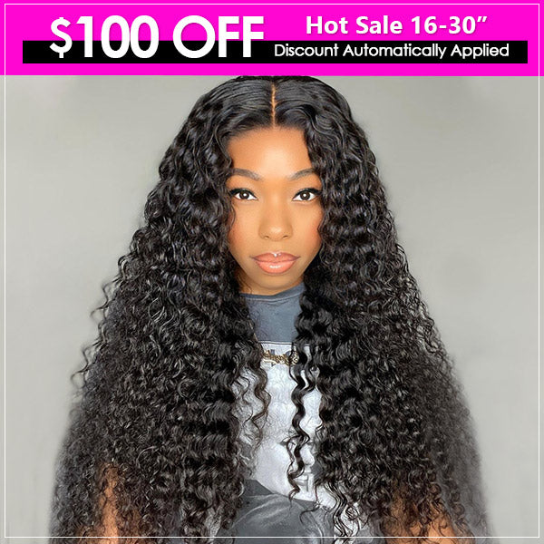 Save $100 OFF 13x4 Transparent Deep Wave Lace Front Wigs with Pre Plucked