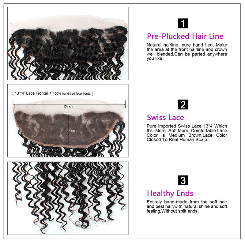 Wholesale 10 Bundles Deep Wave 13*4 Ear to Ear Lace Frontal Closure Allove Hair : ALLOVEHAIR