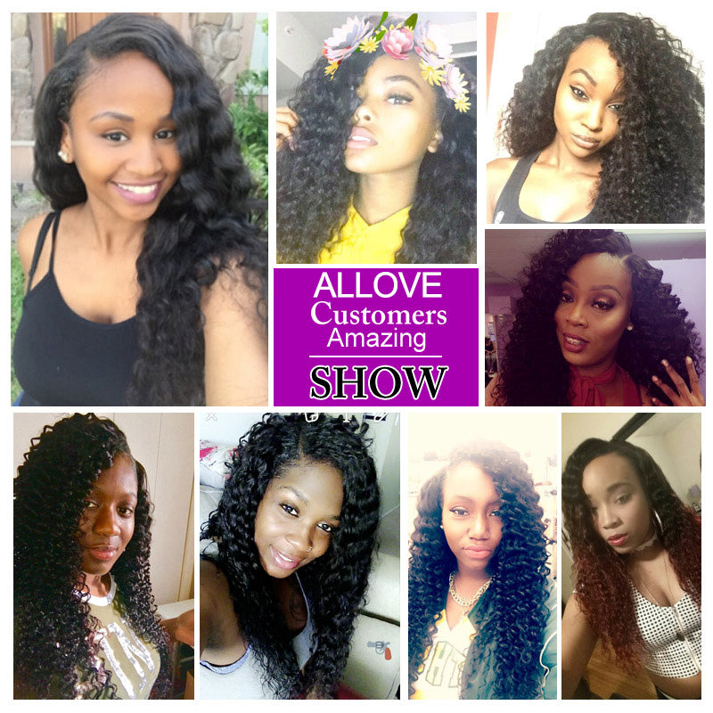 Peruvian Deep Wave 4 Bundles with 4*4 Lace Closure Virgin Human Hair : ALLOVEHAIR