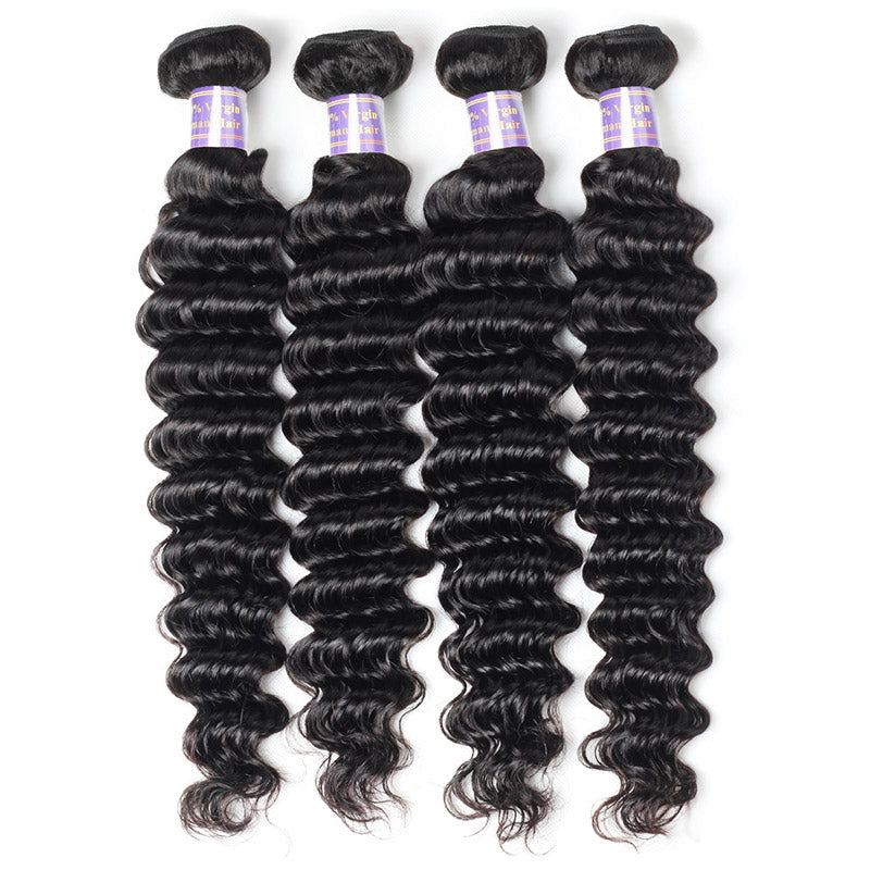 Malaysian Deep Wave Hair 4 Bundles Virgin Human Hair Extensions : ALLOVEHAIR
