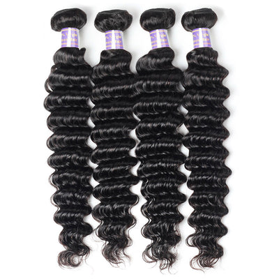 Malaysian Deep Wave Hair 4 Bundles Virgin Human Hair Extensions : ALLOVEHAIR