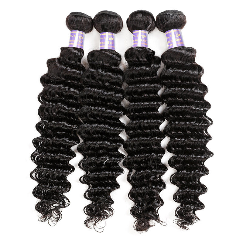 Allove Hair Peruvian Deep Wave 4 Bundles Virgin Human Hair