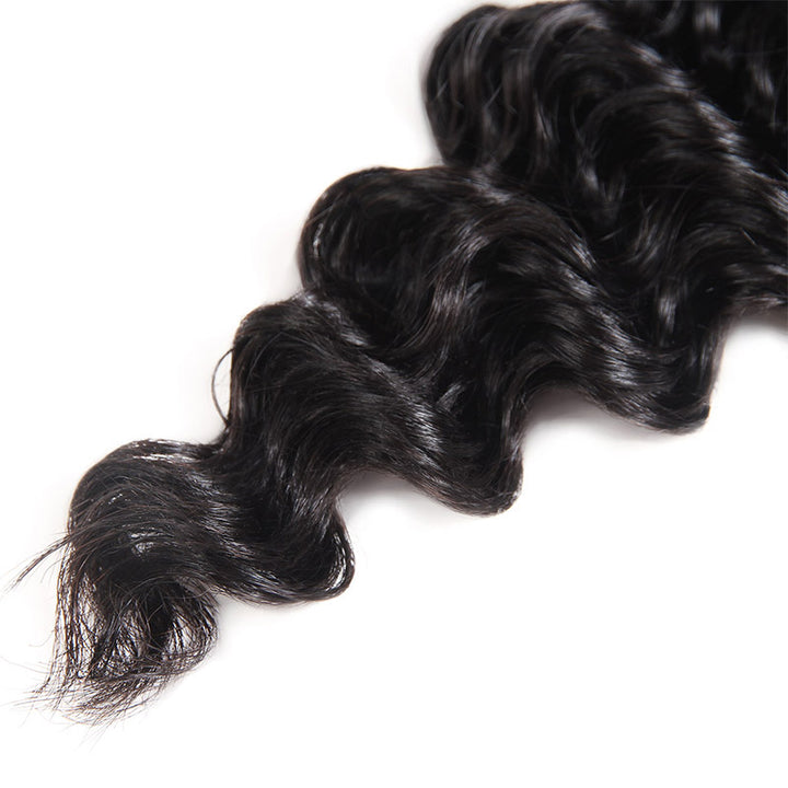 Indian Deep Wave 3 Bundles with 13*4 Lace Frontal Virgin Human Hair : ALLOVEHAIR