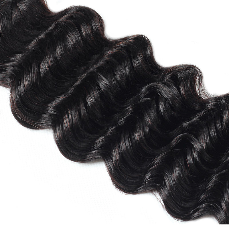 Indian Deep Wave 2 Bundles with 360 Lace Frontal Closure Virgin Hair : ALLOVEHAIR