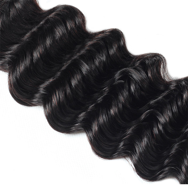 Indian Deep Wave Virgin Hair 4 Bundles With 13*4 Lace Frontal Closure : ALLOVEHAIR