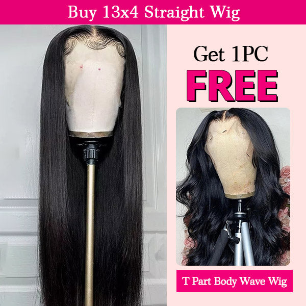 Flash Sale | Buy 13x4 Lace Front Straight Wig Get T-part Body Wave Wig for Free