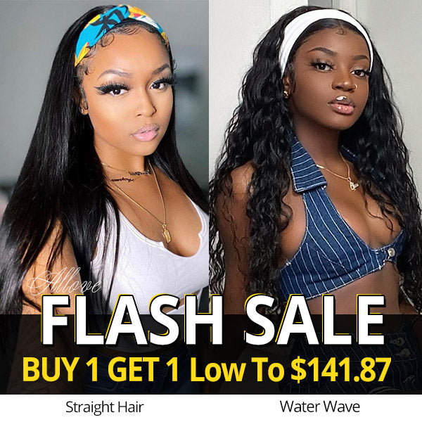 Flash Sale:  Buy 1 Get 1 Free Headband Wigs Water Wave And Straight Headband Wig Bulk Sale With 12%OFF Code：BF12