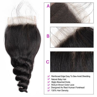 Loose Wave 4*4 Lace Closure Virgin Human Hair : ALLOVEHAIR