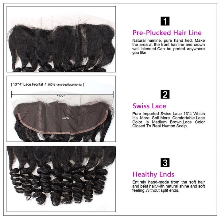 Allove Hair Malaysian Loose Wave Virgin Human Hair 4 Bundles with 13*4 Lace Frontal