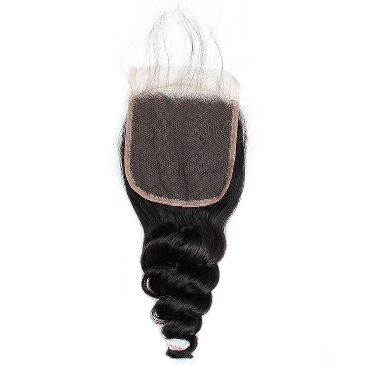 Allove Hair Peruvian Loose Wave Virgin Human Hair 4 Bundles With 4*4 Lace Closure : ALLOVEHAIR