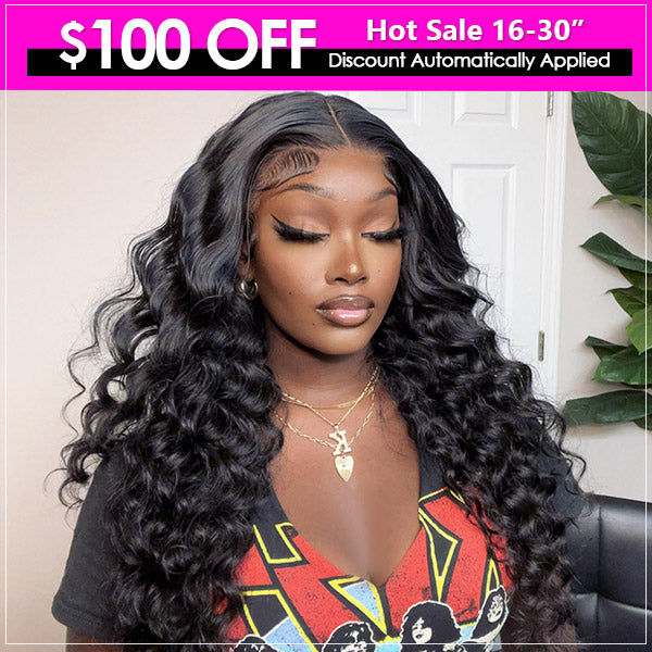 Save $100 OFF 13x4 HD Invisible Lace Front Loose Deep Wave Human Hair Wigs