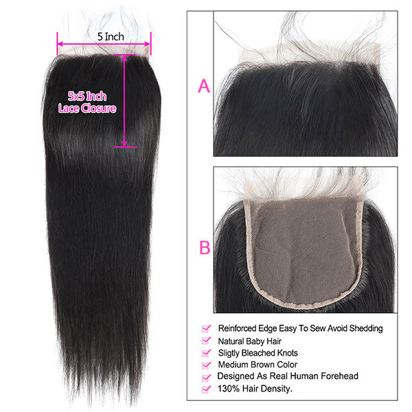 Straight 5*5 Lace Closure Virgin Hair Allove Hair : ALLOVEHAIR