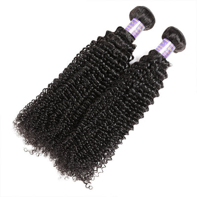 Malaysian Kinky Curly 2 Bundles with 360 Lace Closure Virgin Hair : ALLOVEHAIR