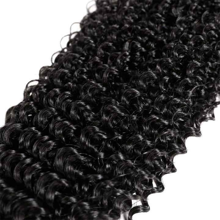 Peruvian Kinky Curly 3 Bundles with 360 Lace Closure Virgin Human Hair : ALLOVEHAIR