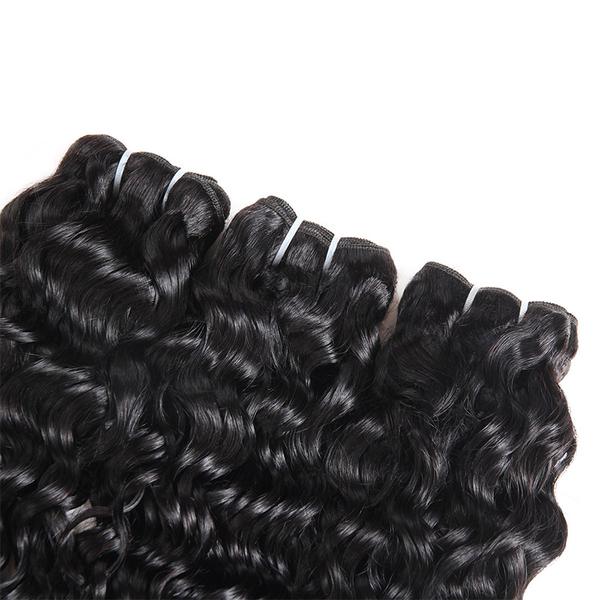 Indian Water Wave 3 Bundles with 13*4 Lace Frontal Closure Human Hair : ALLOVEHAIR