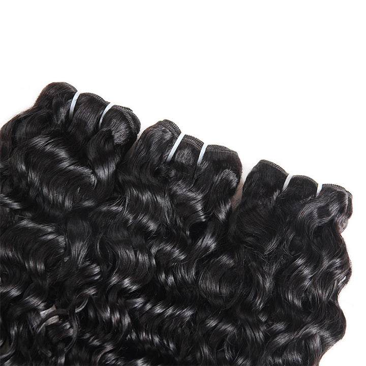 Peruvian Water Wave 3 Bundles with 13*4 Lace Frontal Human Hair : ALLOVEHAIR