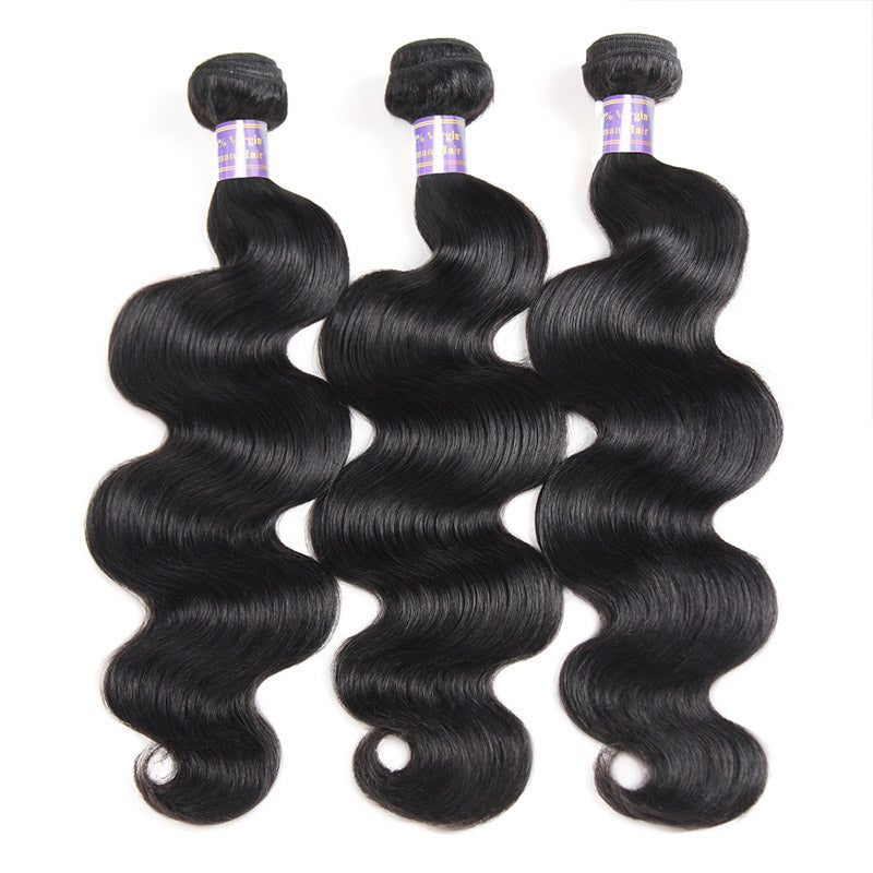 Allove Hair Brazilian Body Wave Hair 3 Bundles with 4*4 Transparent Lace Closure : ALLOVEHAIR