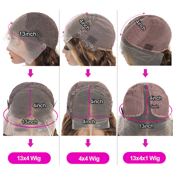 Piano Highlights Color 13x4 4x4 Lace Front Short Bob Wigs Honey